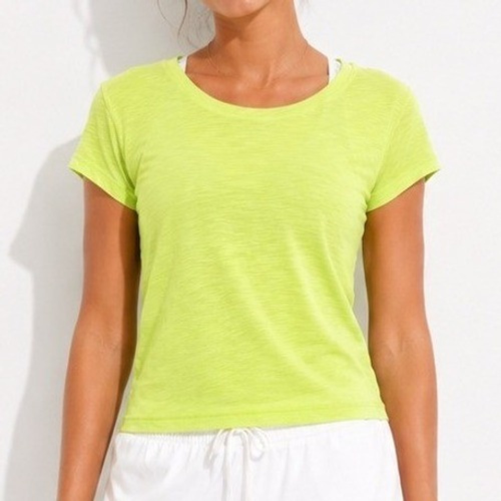 Tasc Performance Womens Lime Green Organic Cotton Bamboo Short Sleeve Tee Shirt